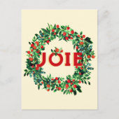 Carte Postale Festive Noël Berry Wreath Joy (Devant)