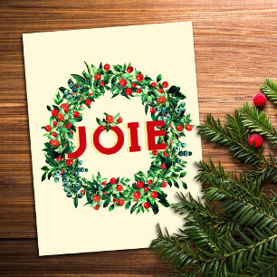 Carte Postale Festive Noël Berry Wreath Joy