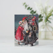 carte postale festive Noël Père Noël Holiday (Debout devant)