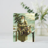 carte postale festive Noël Père Noël Holiday (Debout devant)