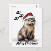 Carte postale Festive Père Noël Christmas Otter (Devant / Derrière)