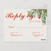 Carte Postale Festive Red Berries Noël Mariage RSVP (Dos)