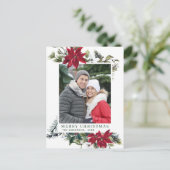 Carte Postale Festive Rouge Poinsettia Noël de Noël (Debout devant)