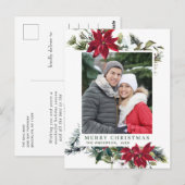 Carte Postale Festive Rouge Poinsettia Noël de Noël (Devant / Derrière)