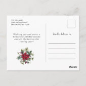 Carte Postale Festive Rouge Poinsettia Noël de Noël (Dos)