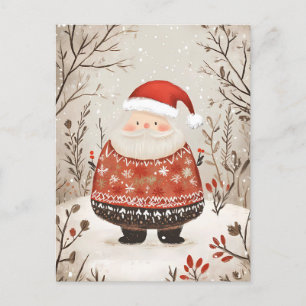 Carte Postale Festive Santa Clause voeux de Noël