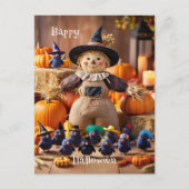 Carte Postale Festive Scarecrow et Citrouille Patch Halloween (Devant)