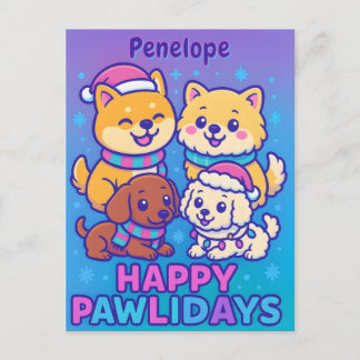 Carte Postale Festive Shiba Inu Poodle Dachshund