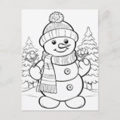 Carte Postale Festive Snowman enfants coloration (Devant)