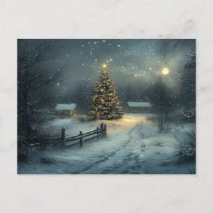 Carte Postale Festive Vintage nuit de Noël