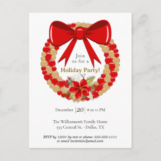 Carte Postale Festive Wreath Holiday