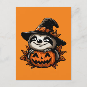 Carte Postale Festivité Citrouille Halloween Sloth
