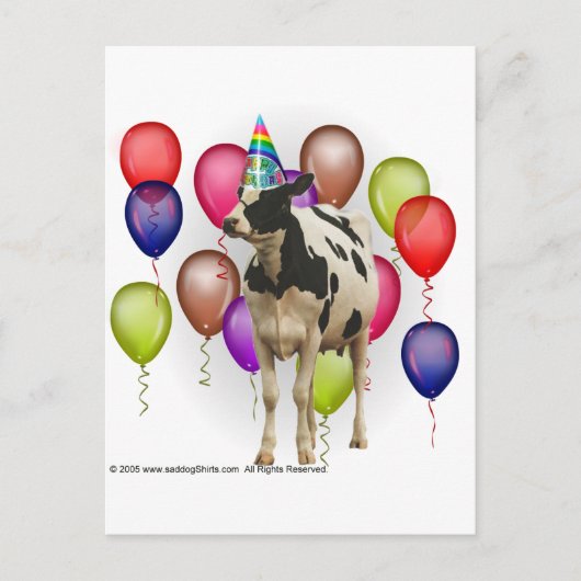 Carte Postale Fête à thème de la vache d'anniversaire (Devant)