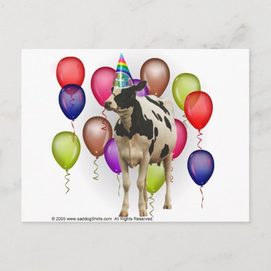 Carte Postale Fête à thème de la vache d'anniversaire (Devant)