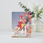 Carte Postale Fête au bord de la piscine - Été vintage de natati (Debout devant)