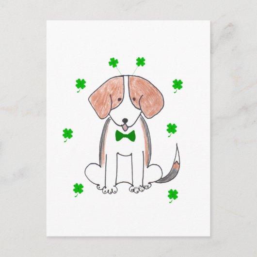 Carte Postale Fête beagle Saint-Patricks (Devant)