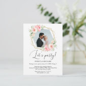Carte Postale Fête Blush Floral Eloped Mariage Réception (Debout devant)