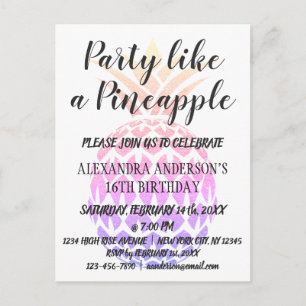 Carte Postale Fête comme un ananas Invitation d'anniversaire