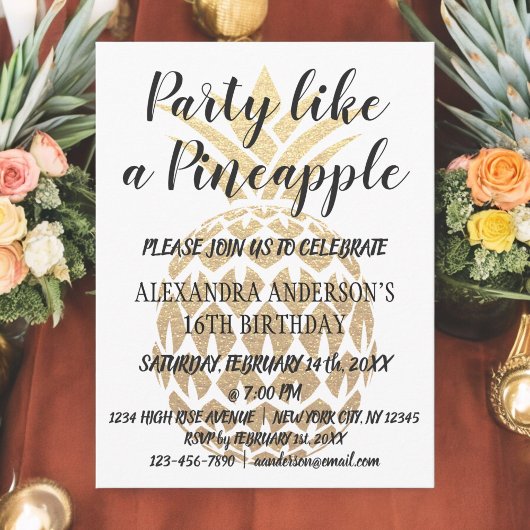 Carte Postale Fête comme un ananas Invitation d'anniversaire