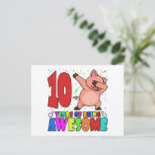 Carte Postale Fête d'anniversaire 10 ans avec cochon qui dab - 1 (Debout devant)