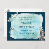Carte Postale Fête d'anniversaire 50 ans de golf aquarelle (Devant / Derrière)