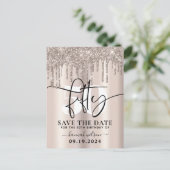 Carte Postale Fête d'anniversaire 50 ans pailletée Enregistrez L (Debout devant)