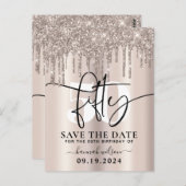 Carte Postale Fête d'anniversaire 50 ans pailletée Enregistrez L (Devant / Derrière)