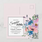 Carte Postale Fête d'anniversaire 50 ans thème floral aquarelle (Devant / Derrière)