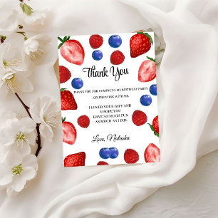Carte Postale fête d'anniversaire à la fraise merci anniversaire