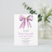 Carte Postale Fête d'anniversaire à ruban coquet violet (Debout devant)