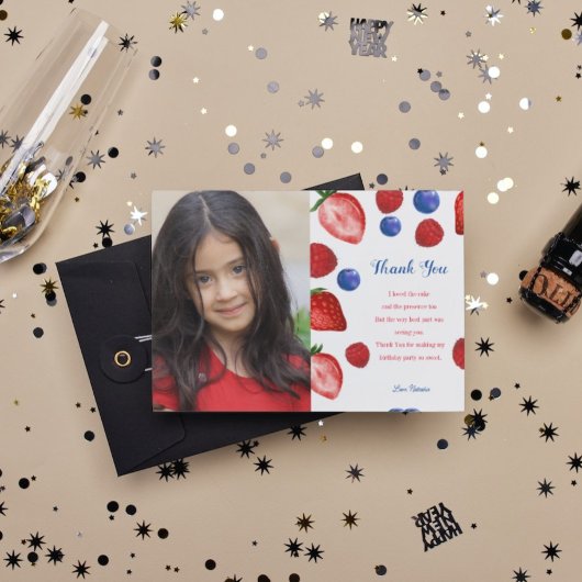 Carte Postale Fête d'anniversaire à thème fraise 