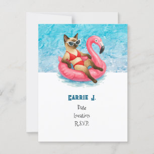 Carte Postale Fête d'anniversaire au bord de la piscine pour les