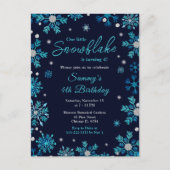 Carte Postale Fête d'anniversaire aux flocons de neige bleus et  (Devant)