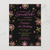 Carte Postale Fête d'anniversaire aux flocons de neige dorés et (Devant)