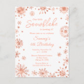 Carte Postale Fête d'anniversaire aux flocons de neige en or ros (Devant)