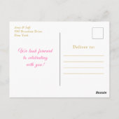 Carte Postale Fête d'anniversaire aux flocons de neige rose et o (Dos)