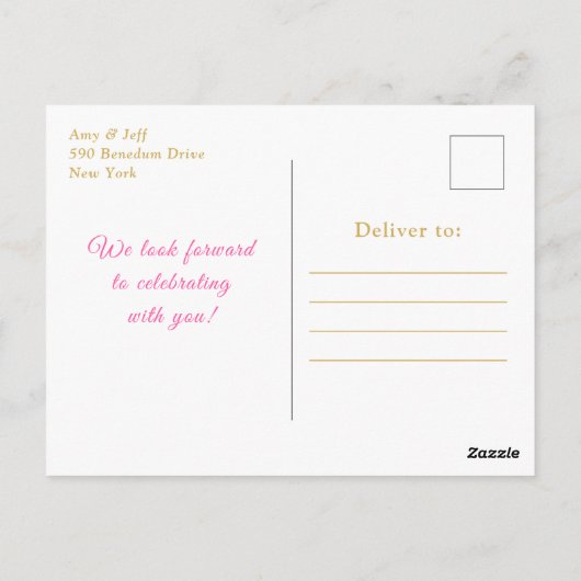 Carte Postale Fête d'anniversaire aux flocons de neige rose et o (Dos)