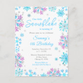 Carte Postale Fête d'anniversaire aux flocons de neige violets e (Devant)