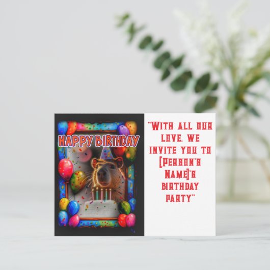 Carte Postale Fête d'anniversaire avec capybara nouveau et intér (Debout devant)