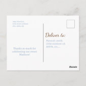 Carte Postale Fête d'anniversaire avec du lait et des biscuits,  (Dos)