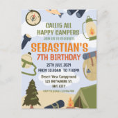 Carte Postale Fête d'anniversaire avec soirée camping et s'mores (Devant)