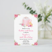 Carte Postale Fête d'anniversaire biscuits de Noël et cacao rose (Debout devant)