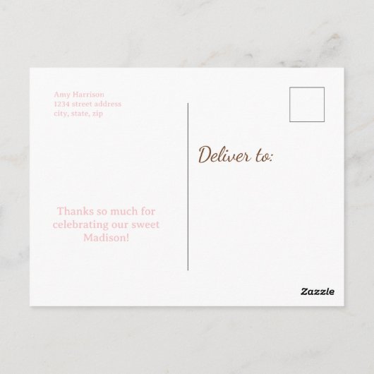 Carte Postale Fête d'anniversaire : cadeau de remerciement lait (Dos)