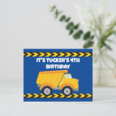 Carte Postale Fête d'anniversaire camion à benne construction en (Debout devant)