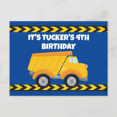 Carte Postale Fête d'anniversaire camion à benne construction en (Devant)