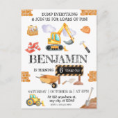 Carte Postale Fête d'anniversaire Camion à benne et Pelle de Cha (Devant)