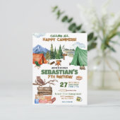 Carte Postale Fête d'anniversaire camping enfants modernes (Debout devant)