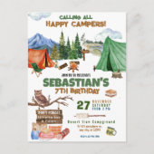 Carte Postale Fête d'anniversaire camping enfants modernes (Devant)