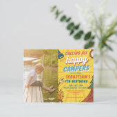 Carte Postale Fête d'anniversaire camping pour enfants modernes (Debout devant)