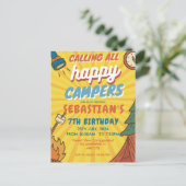 Carte Postale Fête d'anniversaire camping pour enfants modernes (Debout devant)